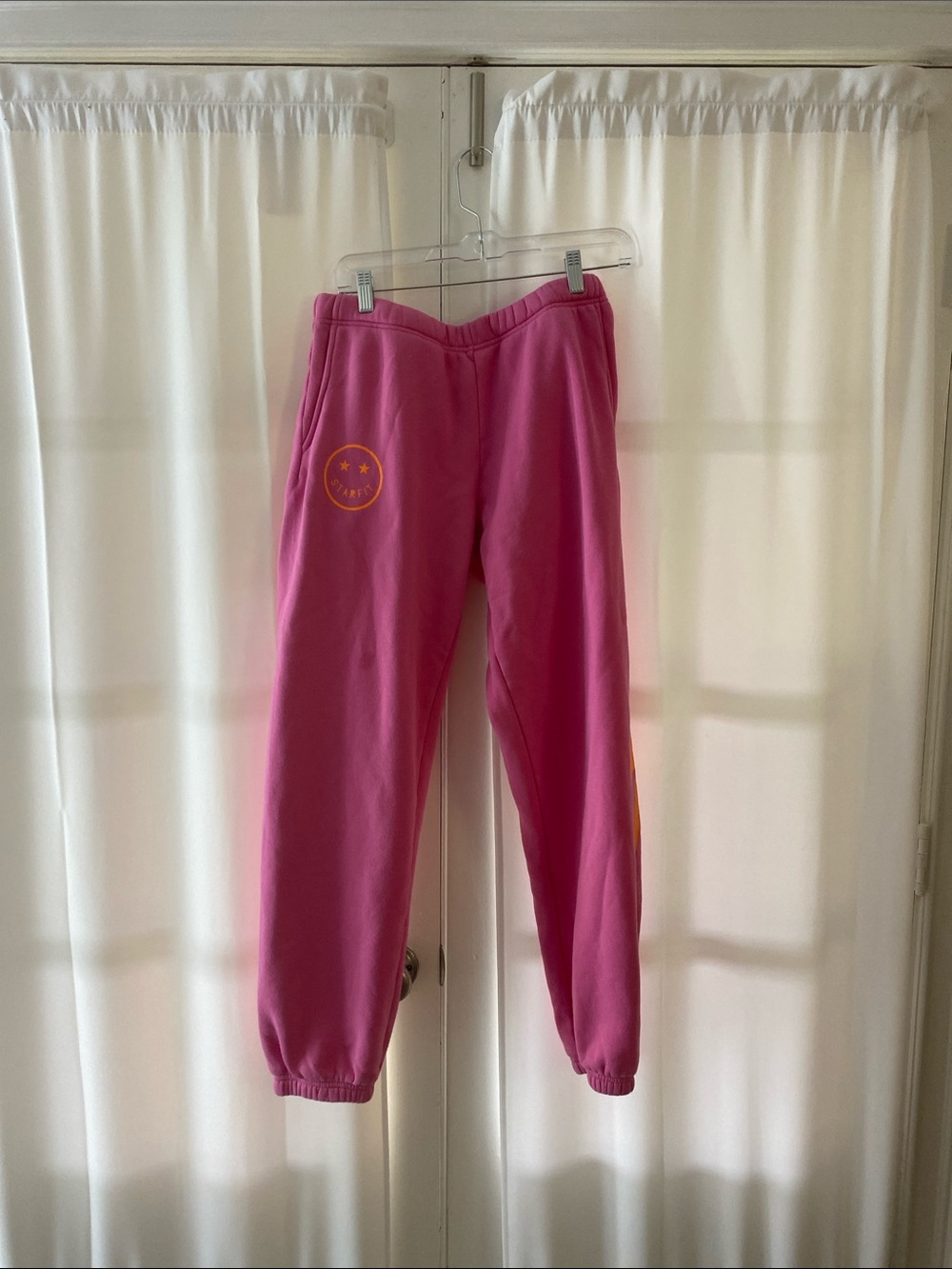 Starfit hot pink bolt fleece joggers